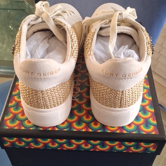 Kurt Geiger Cream Lace-Up Sneakers - Picture 3 of 5